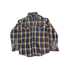 Faded Glory Men's Long Sleeve Plaid Button-Up, Size Medium